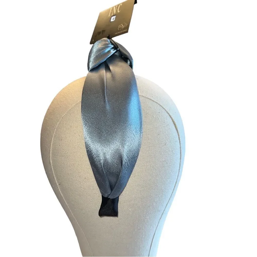 INC International Concepts Knotted Satin Headband Gray New
